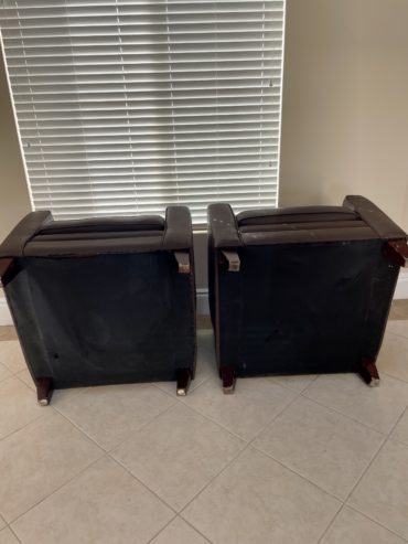Used brown faux leather chairs (2)